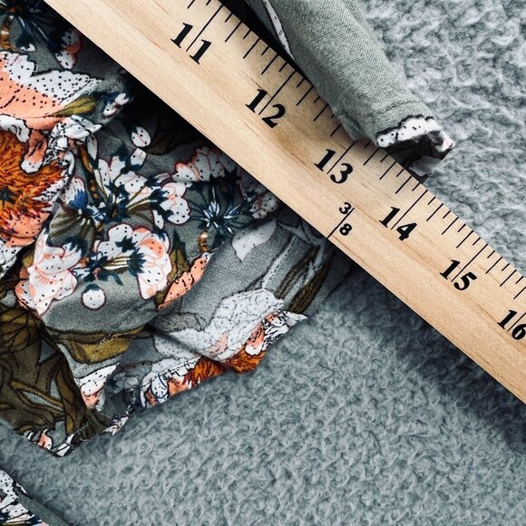 Lascana Venus Womens Boho Floral Peasant Blouse M Green Puff Sleeve Cottagecore - Picture 10 of 10